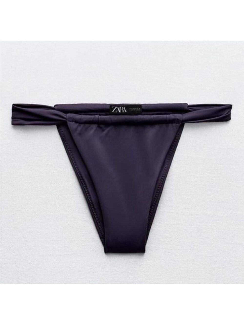NEW Zara Deep Plum Purple Curtain Slide String Bikini Bottom